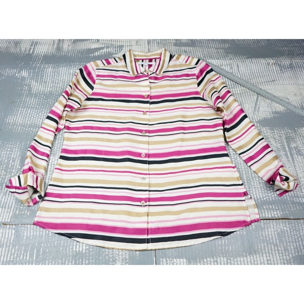 Foxcroft top womens 6 button long sleeve button up collared cotton blend soft
